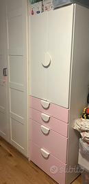 Armadio SMASTAD bianco/rosa
