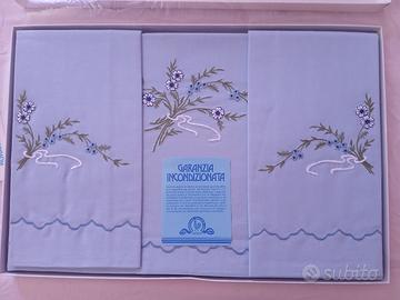 Parure lenzuola matrimoniale ricamate