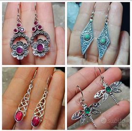 Orecchini in argento 925 e vere pietre naturali 