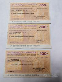 3 miniassegni banca popolare di Milano 