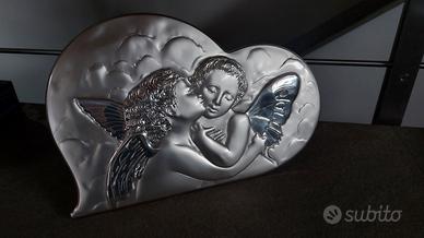 Quadro angeli argento legno