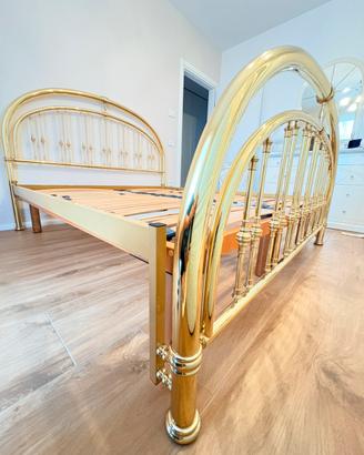 Letto matrimoniale Cantori in ottone dorato + rete