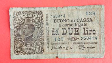 Buono di cassa Due Lire del 1914