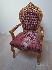 Poltrona stile Luigi xvi damascata