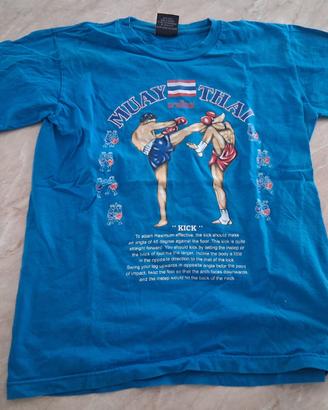 T-shirt Muay Thai Blu "KICK" Taglia M Vintage On T