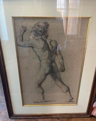 Quadro disegno tecnica a sanguigna. Gamba