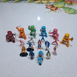 6 Ninja RST anni 90 + 12 mini personaggi di 3/4 cm