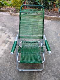 Sedia sdraio vintage reclinabile cordonata verde