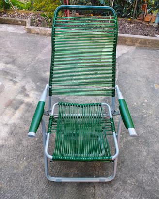 Sedia sdraio vintage reclinabile cordonata verde
