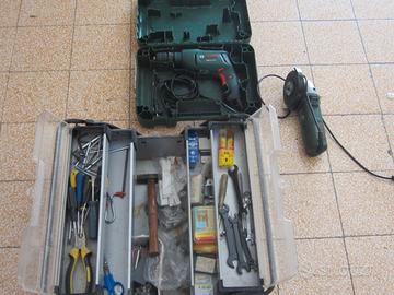 TRAPANO+SMERIGLIATRICE-FLEX BOSCH+CASSETTA ATTREZZ