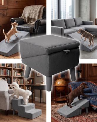 Pouf elegante che si trasforma in rampa per divano