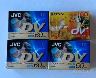 Lotto 4 Cassette Mini DV 60 min Nuove (JVC, Sony)