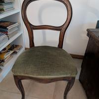 6 Sedie Antiche - Noce e Velluto Verde