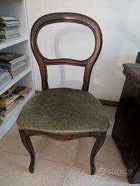 6 Sedie Antiche - Noce e Velluto Verde