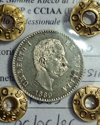 Moneta da 50 centesimi 1889, Umberto I, FDC, BOMBA