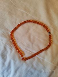 Collana vintage Boemia in cristallo color ambra