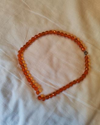 Collana vintage Boemia in cristallo color ambra