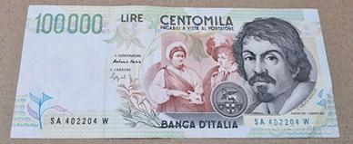 CENTOMILA 100000 LIRE CARAVAGGIO 2° TIPO RADAR