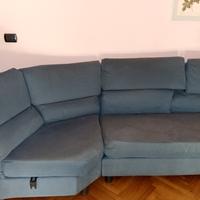 Divano in Alcantara blu a tre posti con angolo 