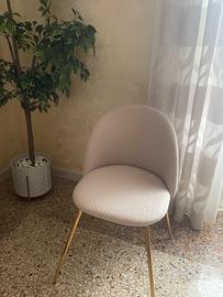 Sedia imbottita design moderno tessuto beige
