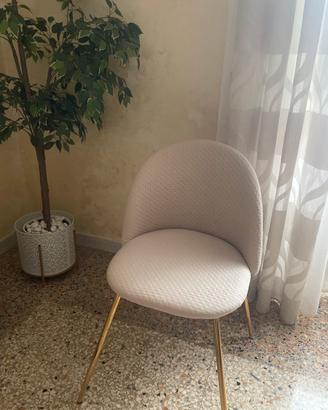 Sedia imbottita design moderno tessuto beige