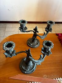 Coppia di candelabri in bronzo o rame