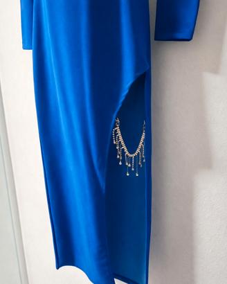 ABITO ELEGANTE LUNGO SPACCO E STRASS TG UNICA NUOV