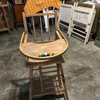 Seggiolone anni 50 reversibile in tavolino ruote