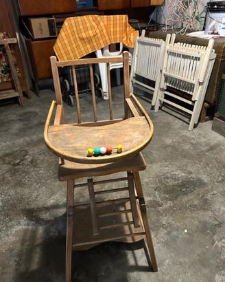 Seggiolone anni 50 reversibile in tavolino ruote