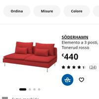 sofa ikea soderhamn 2 posti rosso