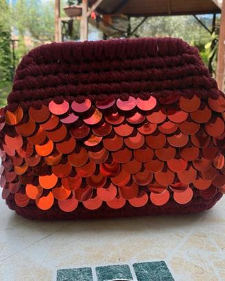 Borsa clutch con paillettes