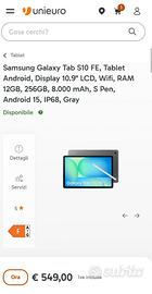 Notebook Samsung Galaxy Tab S10 FE