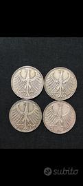 Lotto 4 Monete 5 Deutsche Mark 51 - D-F-G-J zecche