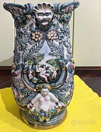 Vaso portaombrelli in porcellana Capodimonte
