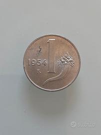 Moneta 1 lira 1954 cornucopia bilancia