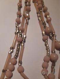 Collana lunga Sebastian rosa e argento 