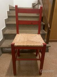 3 sedie cucina rosse