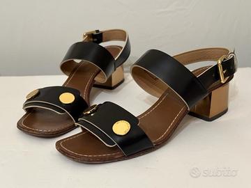 Sandali L’Autre Chose nere e tacco colore bronzo