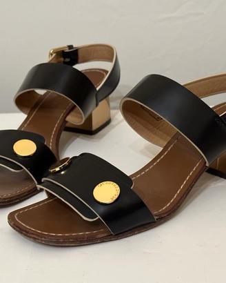 Sandali L’Autre Chose nere e tacco colore bronzo