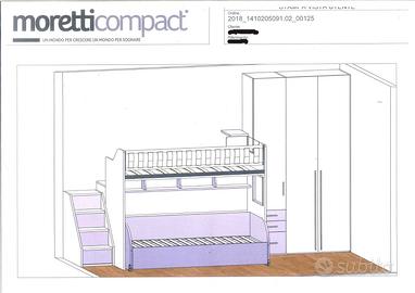 CAMERETTA BAMBINI MORETTI COMPACT - 3 LETTI