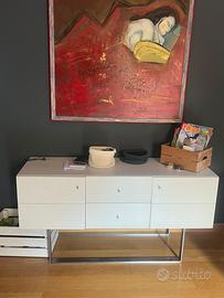 Tavolo console bianco e acciaio