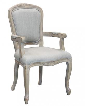 Sedia Vintage Country Tessuto Grigio Legno 86cm