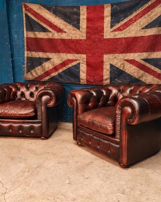 Coppia Poltrone Chester Chesterfield club cuoio uk