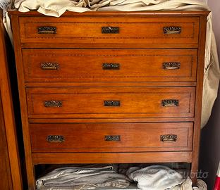 Comò cassettone con piatra di marmo primi '900