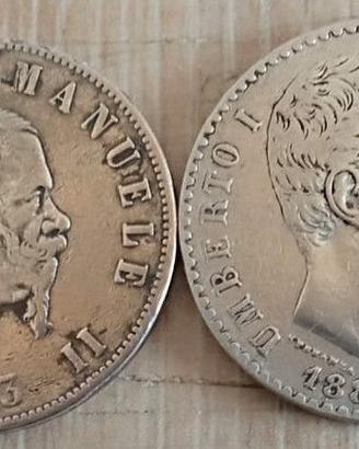 #2345 – Due Monete 2 Lire, Argento Regno Italia