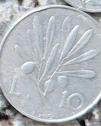 MONETA - 10 LIRE ULIVO PEGASO 1949 REPUBBLICA ITAL