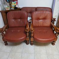 set poltrone e divano in legno