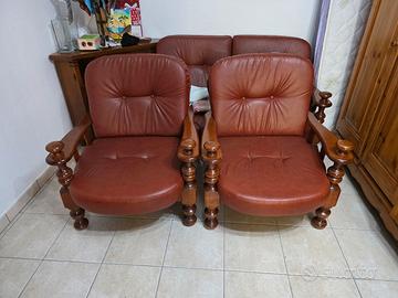 set poltrone e divano in legno