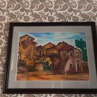 Quadro dipinto a mano con cornice in legno