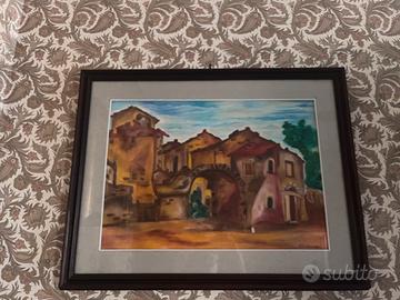 Quadro dipinto a mano con cornice in legno